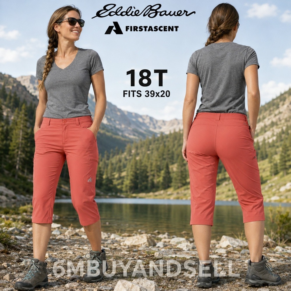 Eddie Bauer First Ascent Guide Capri Pants Womens 18T Coral Pink Hiking Outdoor